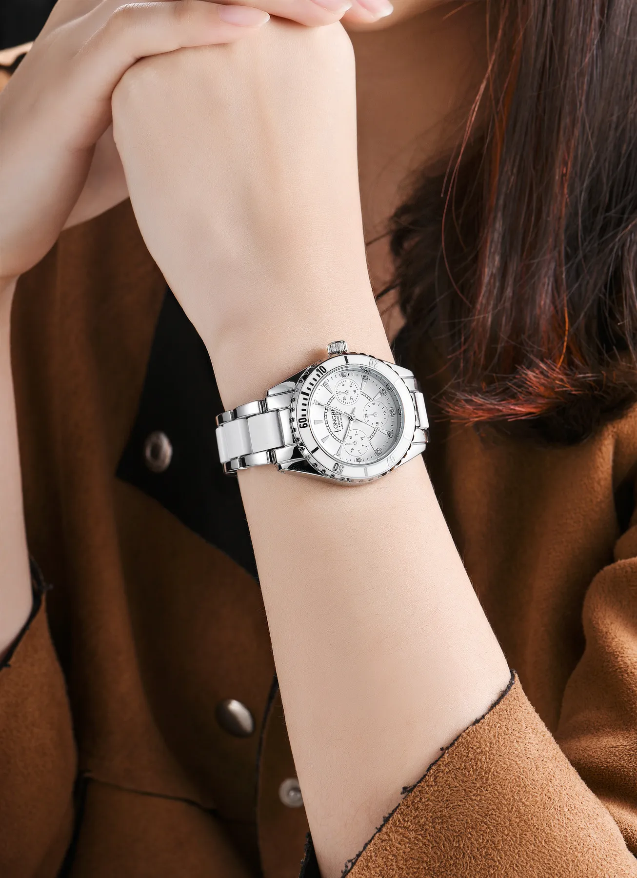 Skilove8 Zalecane wysokiej jakości Longbo trójoy stalowy pasek ceramiczny damski strój zegarek męski Wodoodporny lumin171n