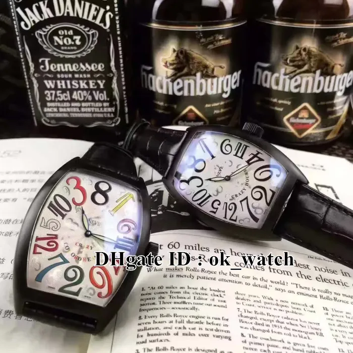 Nowy PVD czarna stalowa obudowa zegarek szalone godziny 8880 CH Col Drm White Dial Automatyczne męskie zegarek Gents Sport zegarki skórzane paski209d