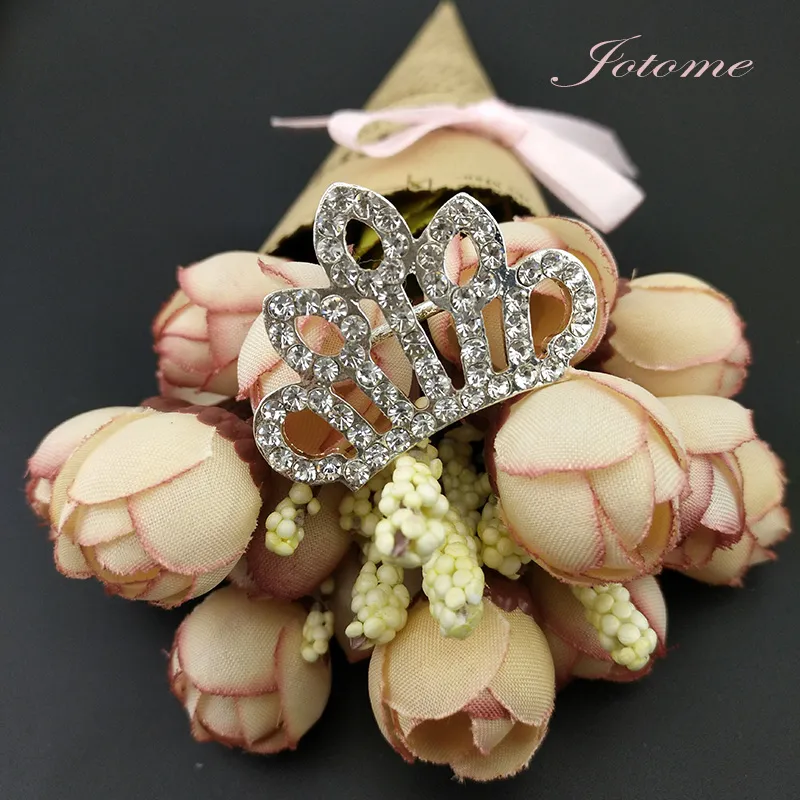 / 36mm Mini Crown Brooch Pin Silver Tone Clear Rhinestone Crystal Brooches Elegant Wedding Party Pins