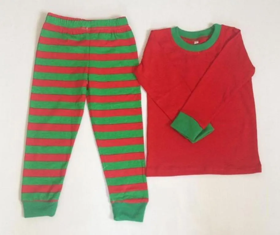 retial sale baby clothing teenage kid child boys girls christmas family pajamas red green pjs baby stripe pajamas