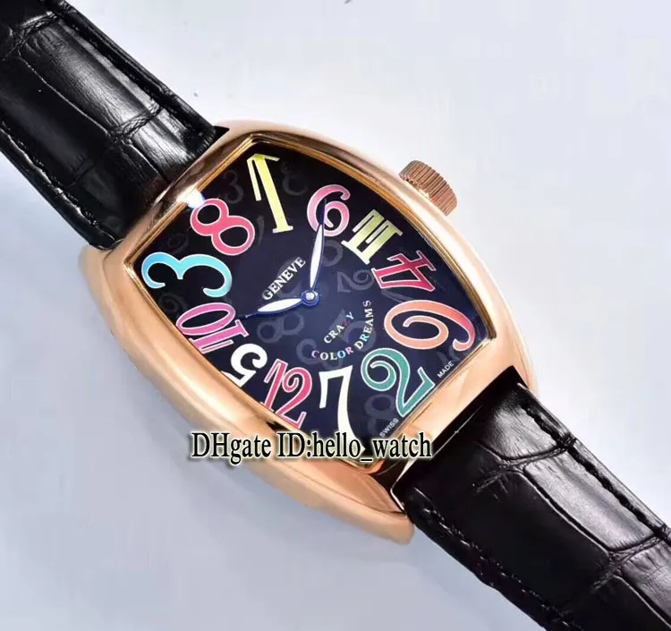 Nya Crazy Hours Color Dreams 8880 CH Black Dial Automatic Mens Watch Rose Gold Case Leather Strap High Quality Gents Watches Hello280n