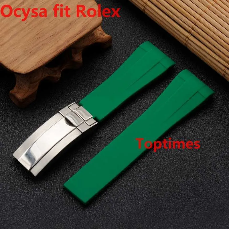 Rose Gold Clasp OcYSA Black SUB 20mm Durable Waterproof Band Watch Bands Watches Accessories Folding Buckle Rubber Strap256g