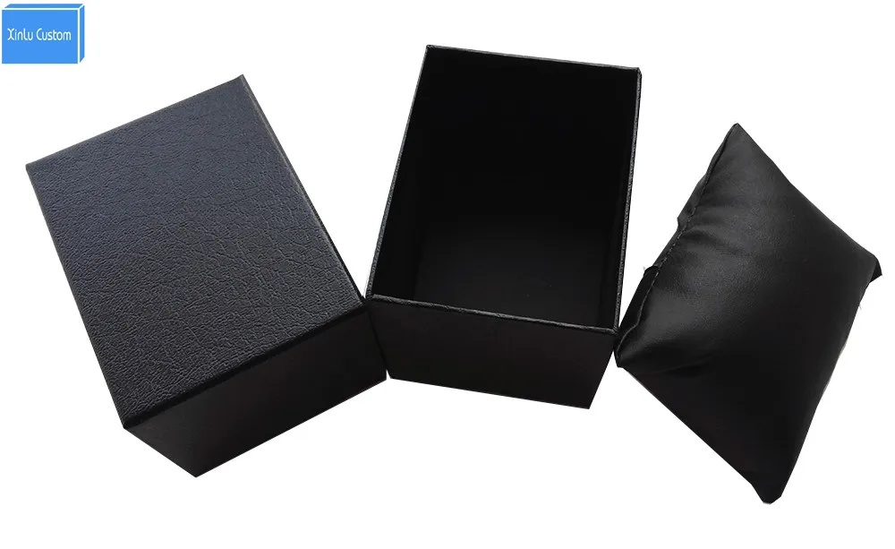 ジュエリーウォッチボックス用の黒い段ボールボックスカスタムロゴピロースペシャル全体の販売caixa para relogio saat kutusu chin3448