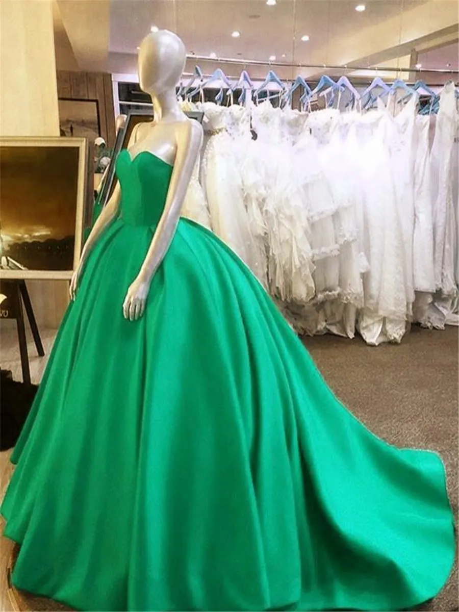 Sexy Sweetheart Long Satin Prom Dresses Ball Gowns Customized Made Simple Elegant Evening Gowns vestido de novia corto