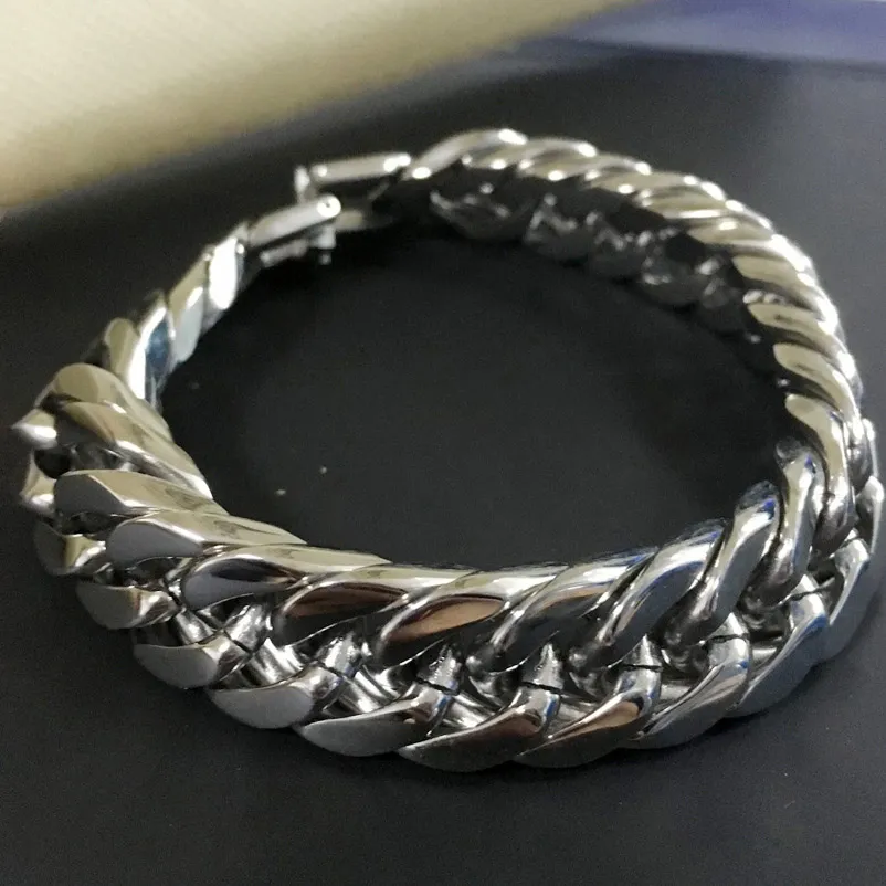 Titanium Steel Men Jewelery Fashion Cupan Link Chain Bracelets Punk Bangle Ed Pulsera Gold Silver 22cm 1 5cm2497