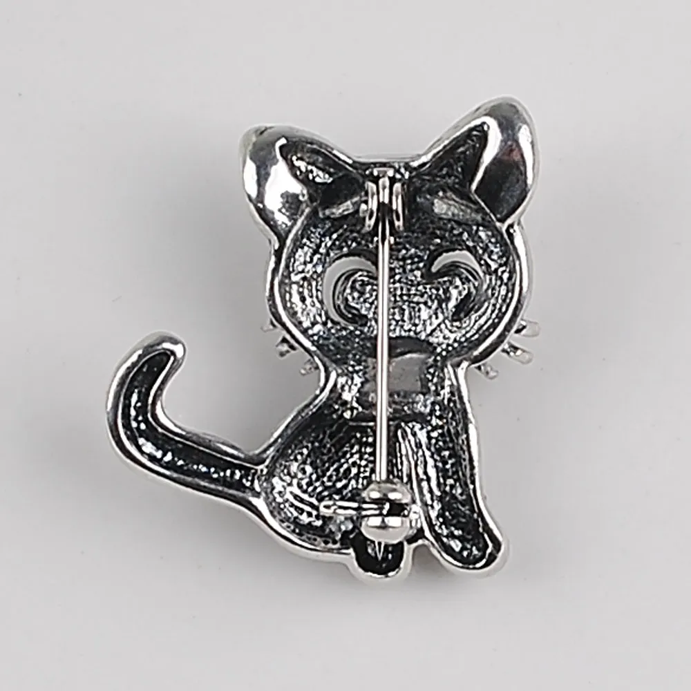 Broches modernos Broches de gato fofos Pin Up Up Jewelry for Women Suit Hats Clips Antique Silver Corsages312f