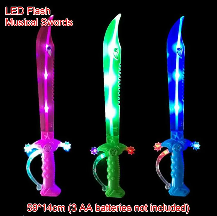 Free EMS Large LED Musical Flash Glow Sword Knife Costume Dress Up Props LED Light Flash Gravity Kids Toy Christmas Gift