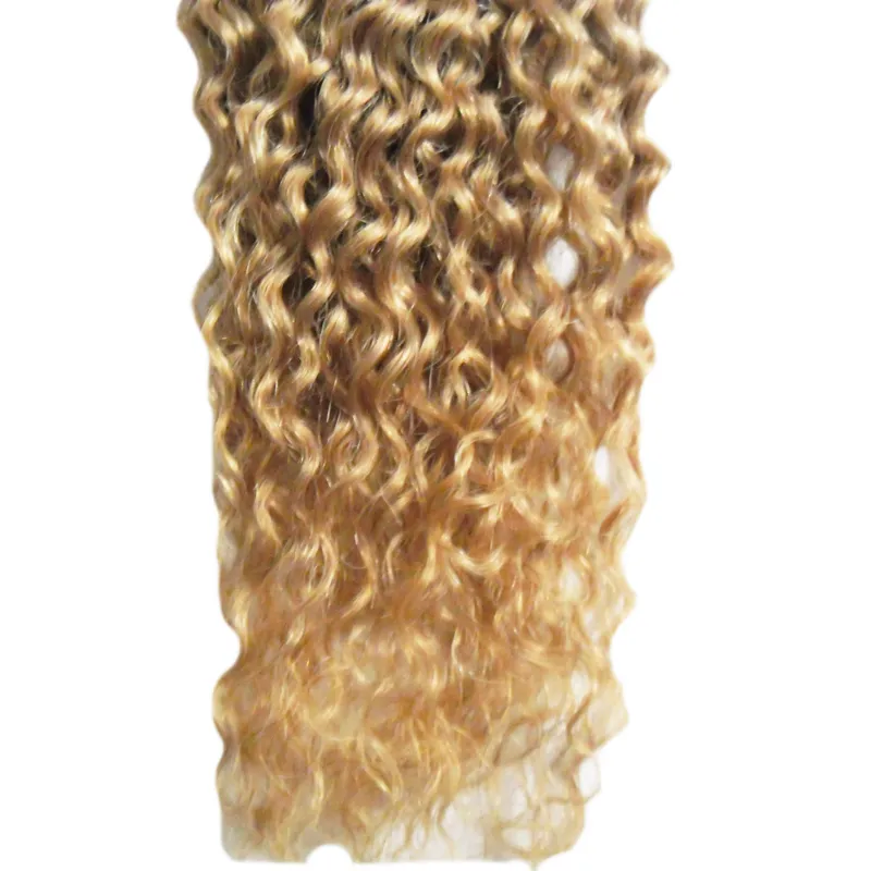Honey blond brazilian hair weave 1 bundles Non-Remy 100g unprocessed brazilian kinky curly virgin hair weaves double weft