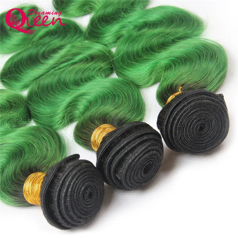 #T1B Emerald Green Body Wave Ombre Brazilian Human Hair Extensions Brazilian Virgin Human Hair Weaves 3 Bundles Ombre Hair Bundles