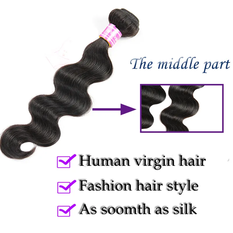 Brazilian Human Hair 4 Bundles with Closure 100% Unprocessed 8A Body Wave Virgin Hair Bundle Deals Wholesale Remy Human Hair Extensions