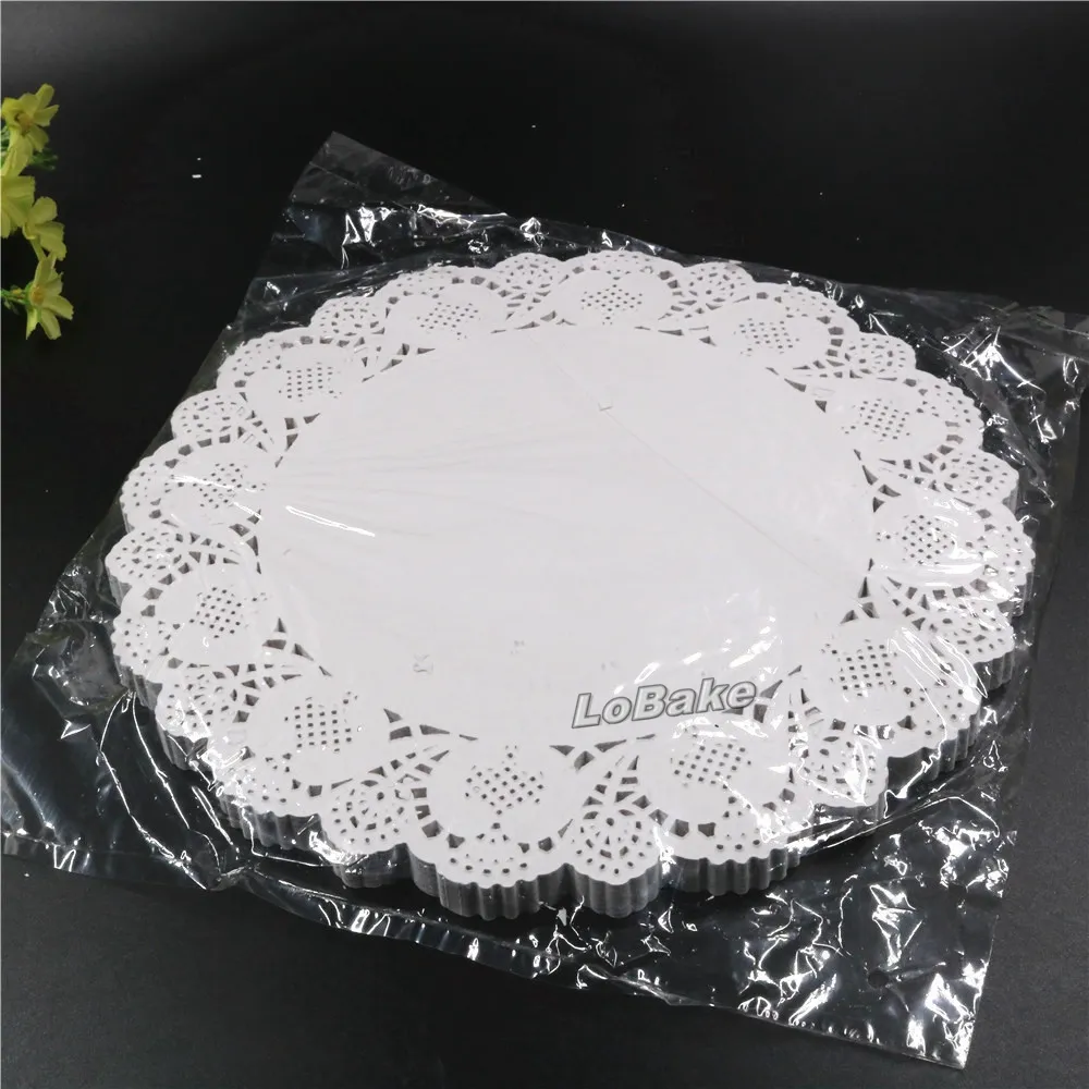 Bütün- Pack Yeni 11 5 inç yuvarlak çiçek şekli beyaz içi boş tasarım kağıt Dantel Doilies Placemat Mutfak Seti de Tab2170