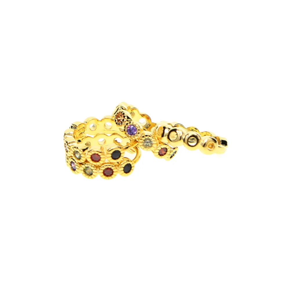 semplice mini piccolo cerchio placcato oro giallo 18 carati da 10 mm multi colore zirconi cubici da donna ragazza Huggie Hoop Earring205T