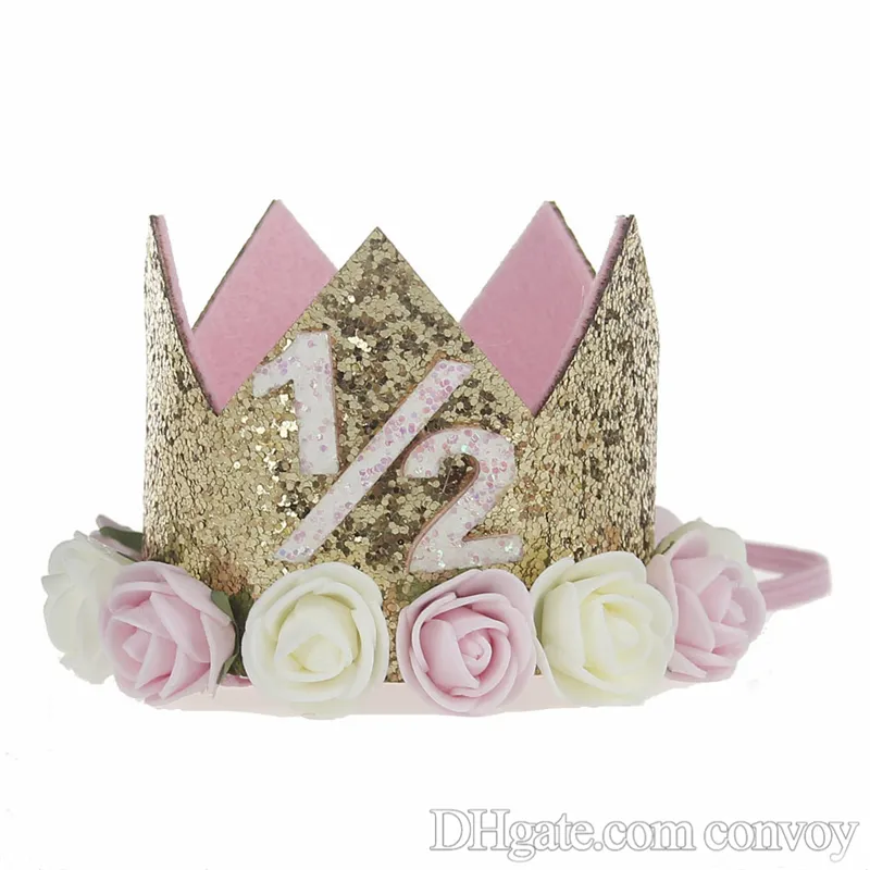 Baby Flower Crown headbands girls Birthday Party hairbands newborn kids hair accessories princess Glitter Sparkle Cute Headbands KHA461