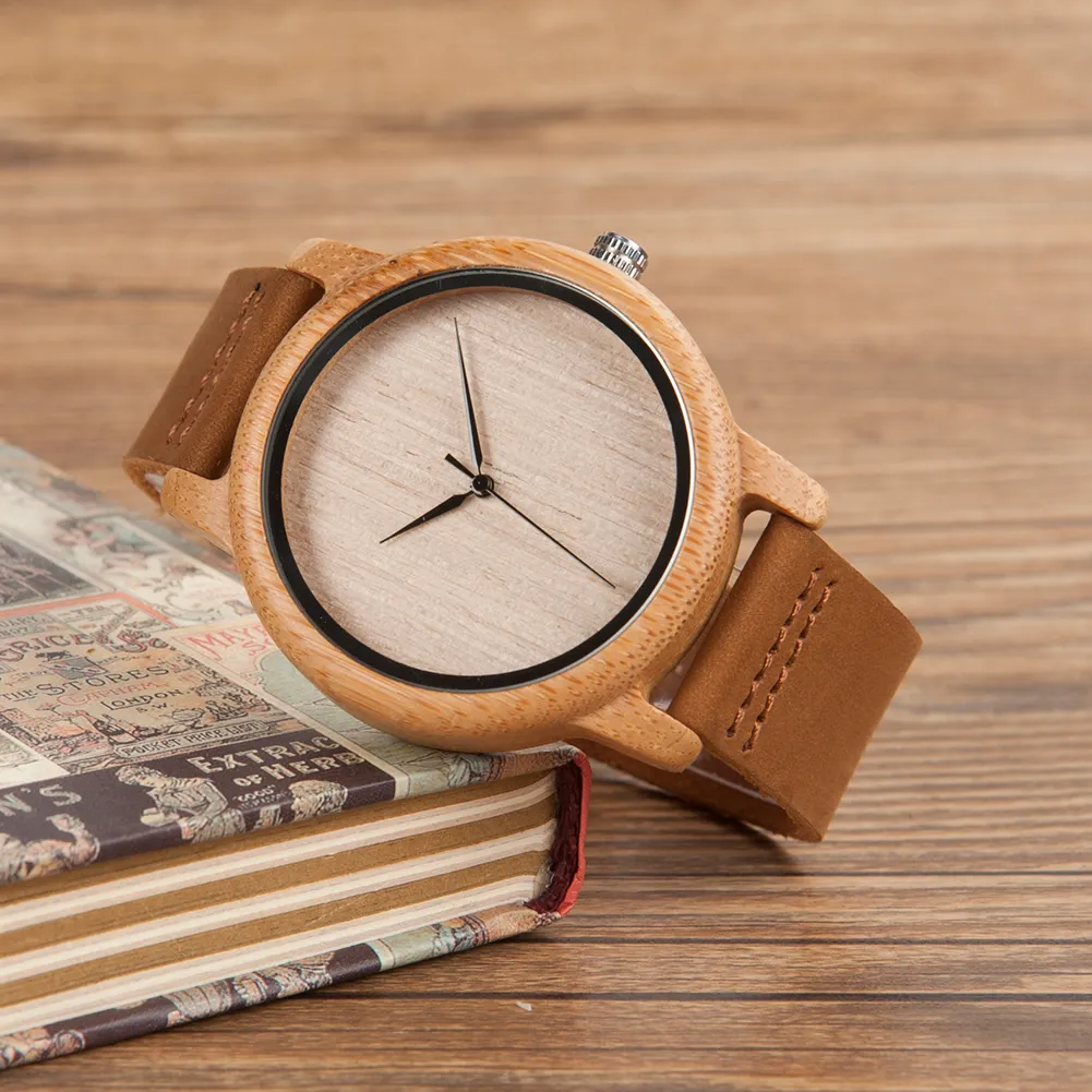 BOBO BIRD A16 A19 montres en bois japon Quartz 2035 mode décontractée horloges en bambou naturel pour hommes et femmes dans une boîte-cadeau en papier 2725