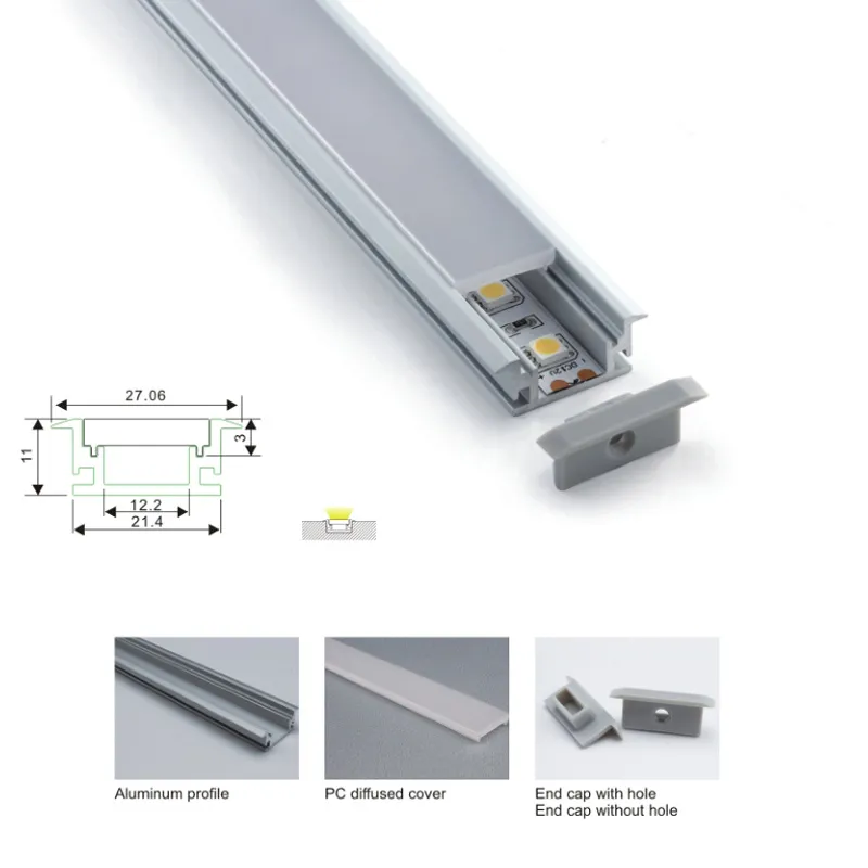 10 x 1m LED şeritler için Yüzey Montaj Alüminyum Profilini ve Zemin veya Zemin Lambaları için T Profil Kanalı 210X