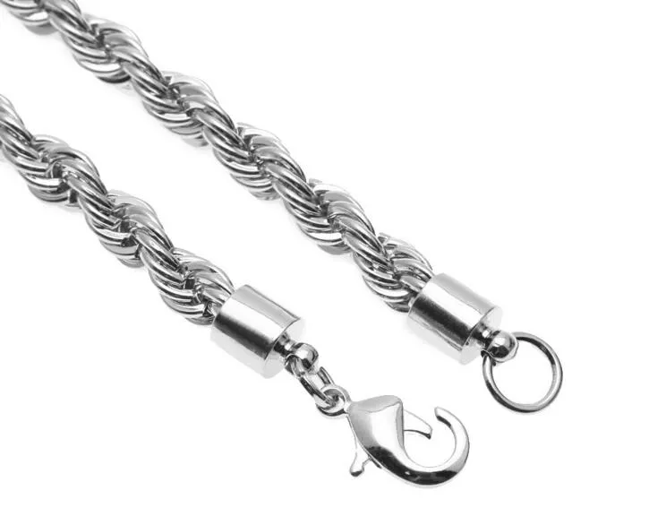 Hommes Hip Hop 6 5mm chaîne de chanvre HIPHOP corde chaîne 14K or argent plaqué Bracelet collier Set2036