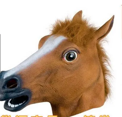 2017 nuovo Creepy Horse Mask Testa Costume di Halloween Teatro Prop Novità Lattice di Gomma 258d