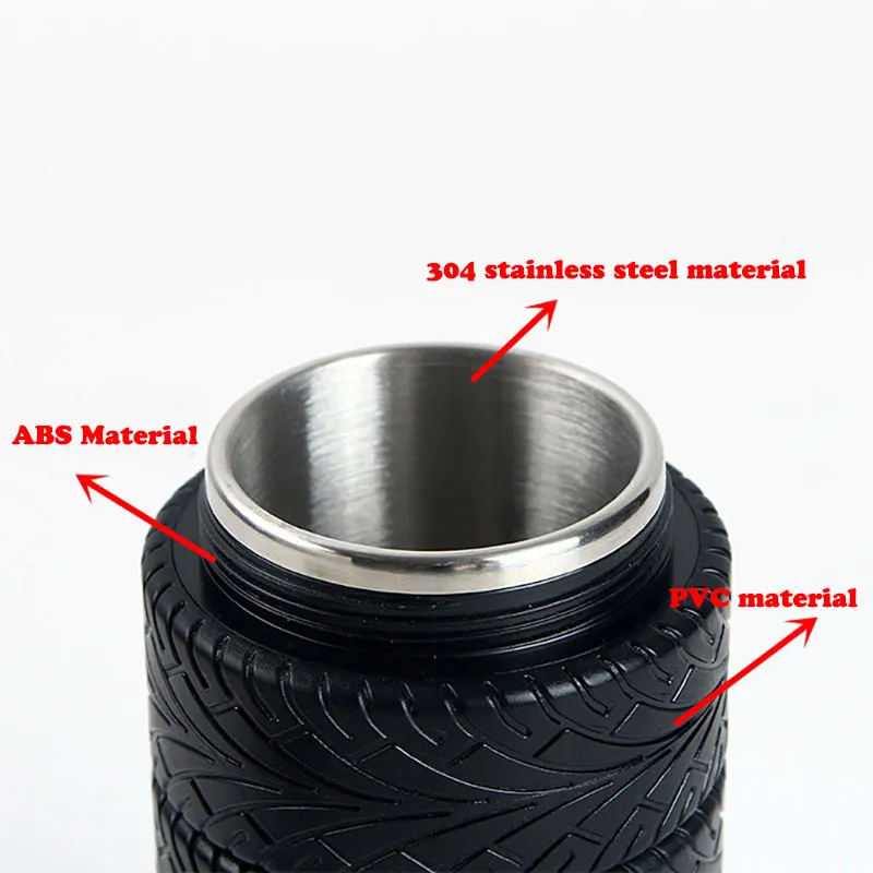 300ML Tire Car Mug Water Bottle Stainless Steel Creative Coffee Tea Cups Travel Outdoor Personalized WX-C33