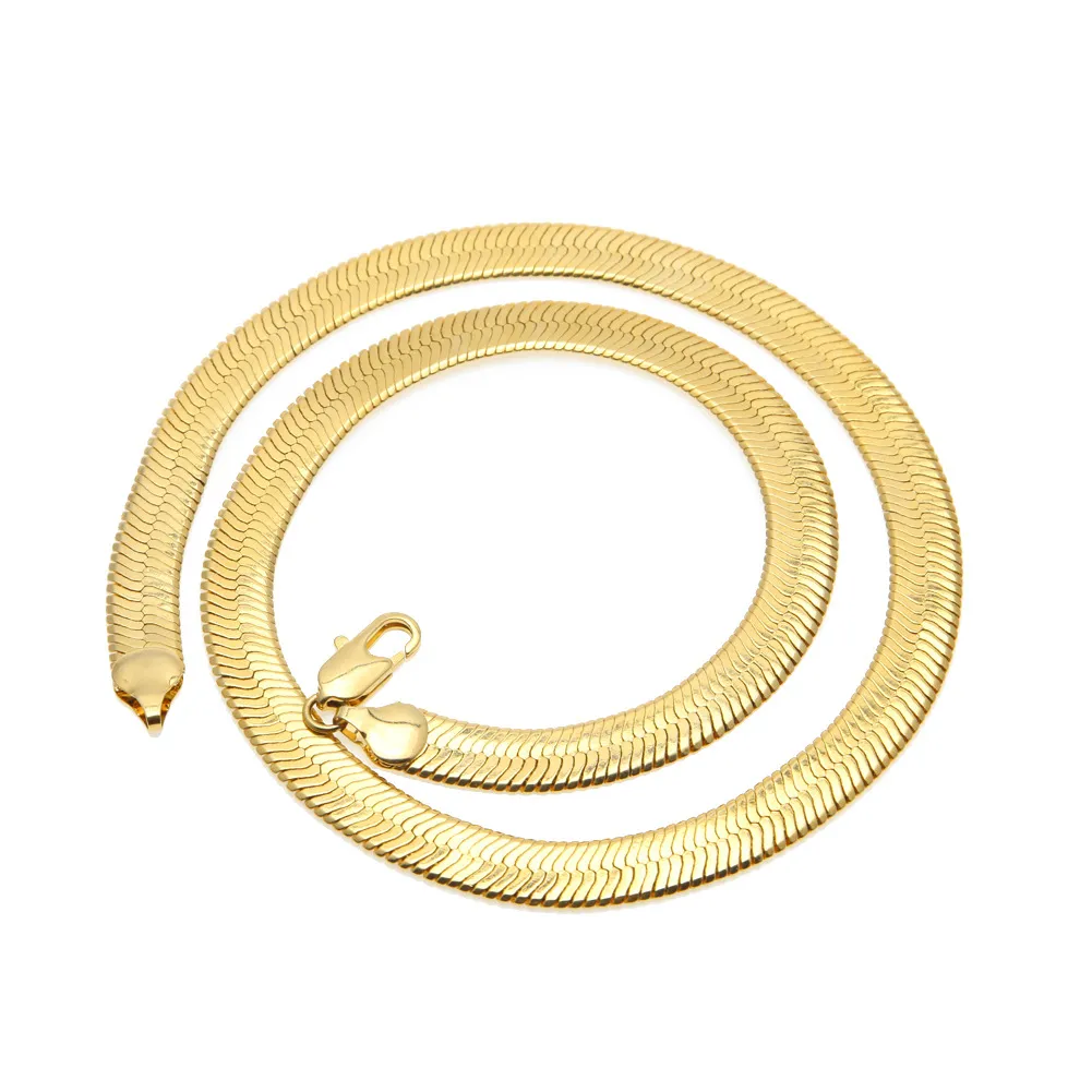 Wysokiej jakości miedziane płaskie łańcuchy węża mężczyźni mężczyźni kobiety Hip Hop złota platowane krótkie obojaki łańcuch Naszyjka biżuteria 256t