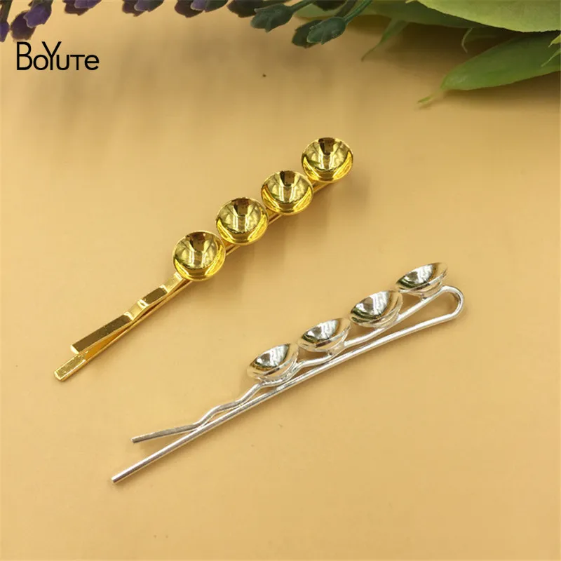 BoYuTe 20 pièces 8MM plateau de Base vierge soudage pince à cheveux broche métal fer bricolage cheveux bijoux pièces accessoires 270x