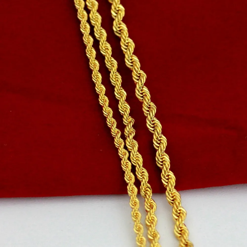 Łańcuch węzłowy Naszyjnik z litego liny 18 -krotny żółty złot