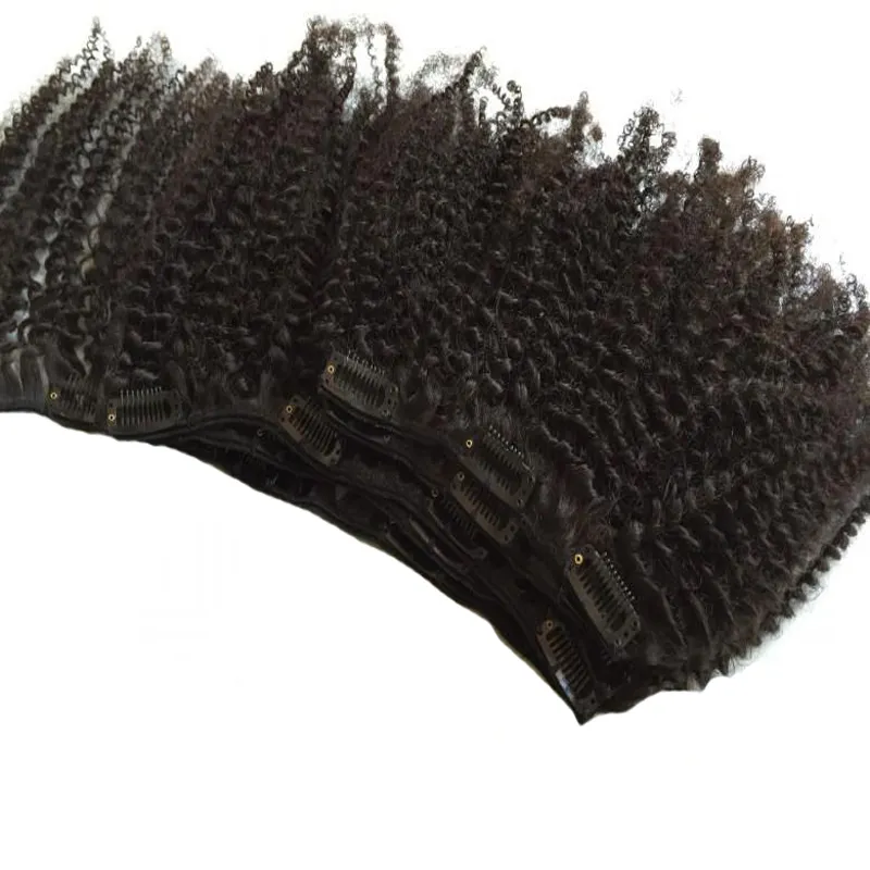 Kinky Clip ins Virgin Hair 100g 120g Natural Black Brazilian Kinky Curly Clip In Human Hair Extensions