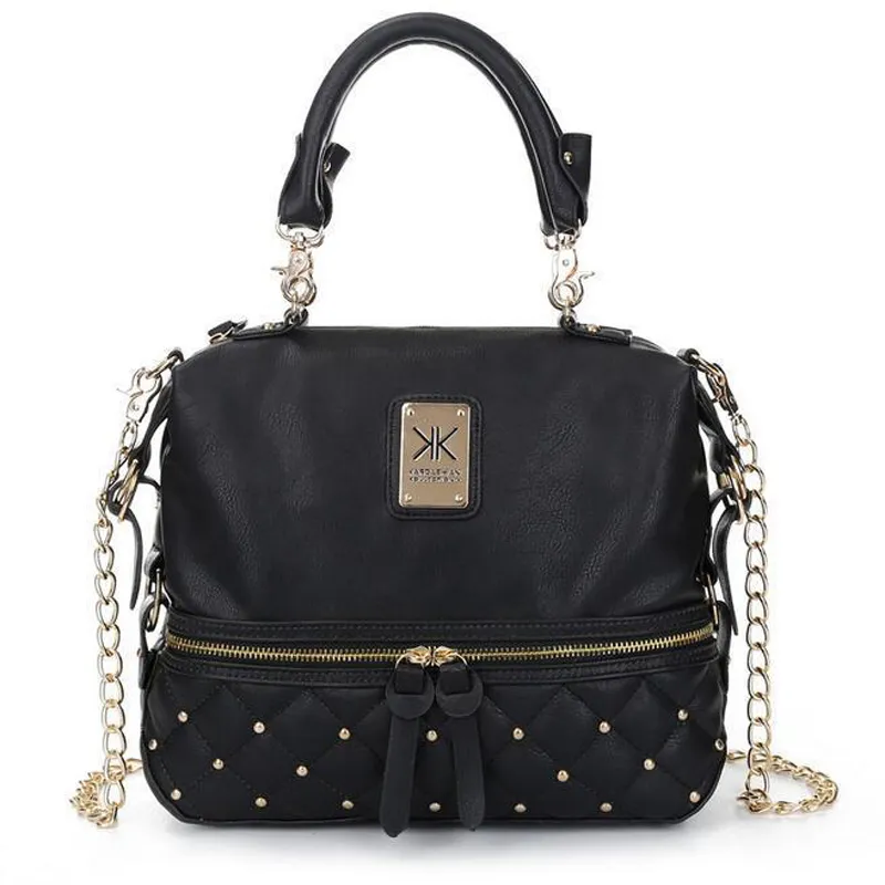 New Arrival Kim Kardashian Kollection KK Shoulder Bag Designer Handbags Women Rivet Fashion Bucket Gold Chain Messenger Bags 