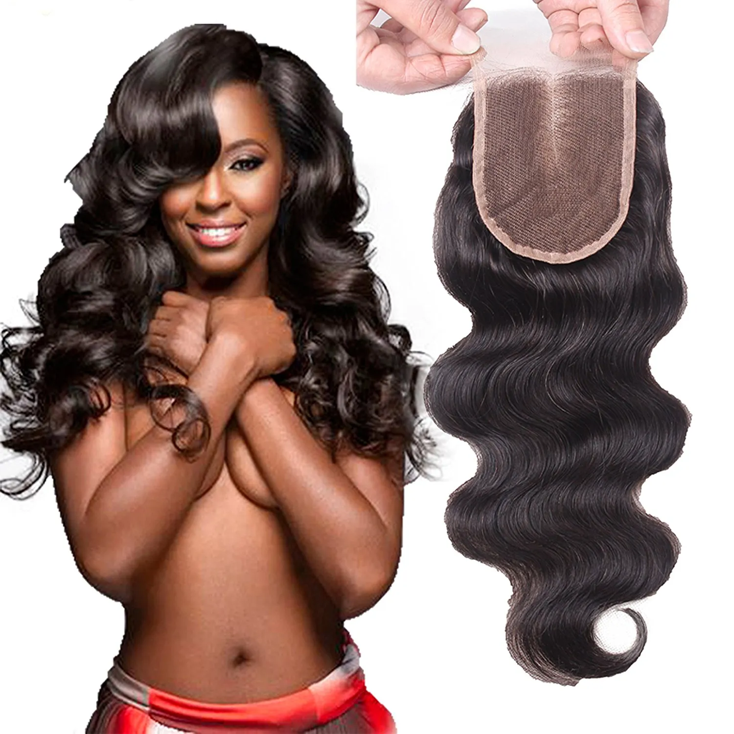 4x4 Lace Closure Malaysian Body Wave Human Hair Closure Free Middle 3 Part Lace Closure Bleached Knots Human Hair Products