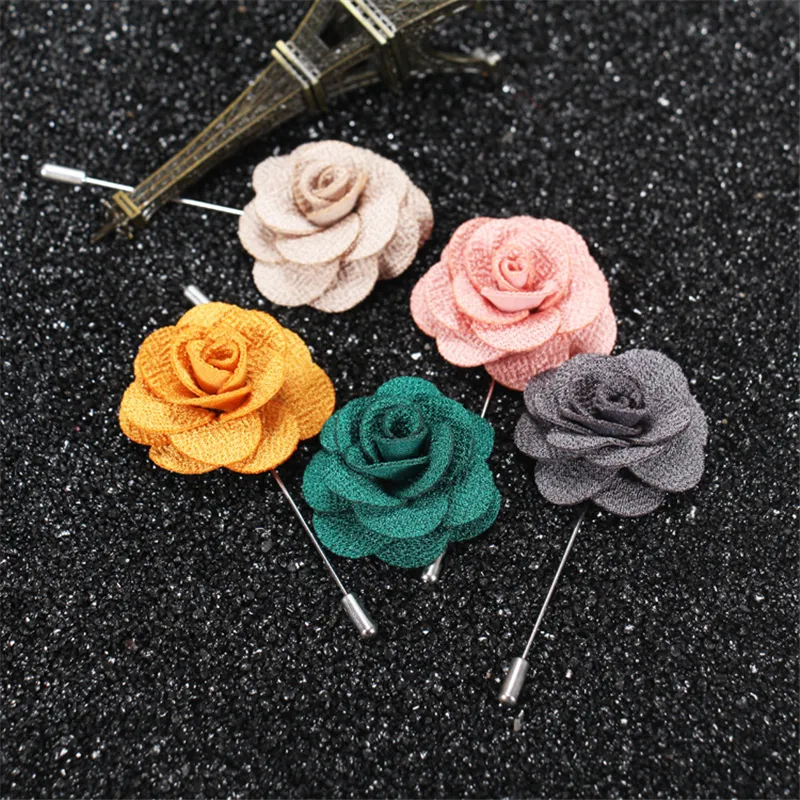 Boyute 22色の手作りのラペルCamellia Flower Pin女性男性Brooch Pin Wedding Boutonniere Fashion Jewelry276n