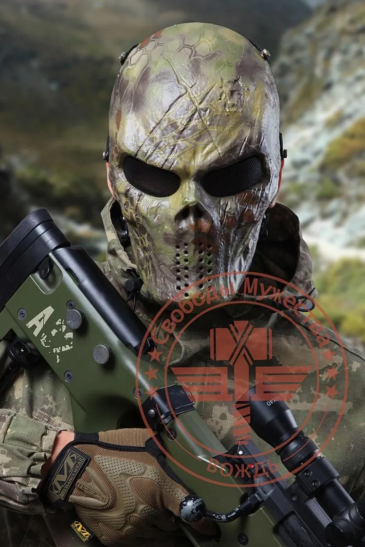Tactical Rattlesnake Mandrake Scary Horror Skull Chastener Typhon Camouflage Full Face Masks For Movie Prop Airsoft CS WarGame Pai305a