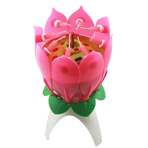 Hela musikaliska singelskikt Lotus Flower Birthday Party Cake Topper Candle Lights 91nm217f