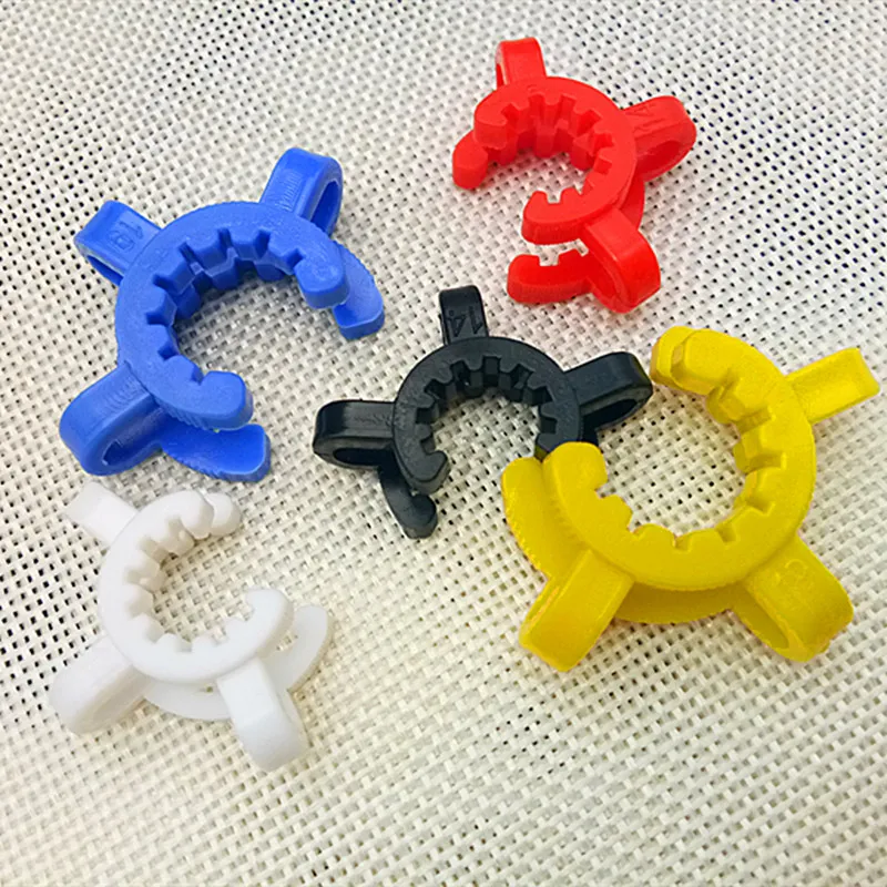 Cheap 14mm 19mm joint size Plastic Keck Clip Color Plastic Keck Laboratory Lab Clamp Clip for Glass Bong Glass adapter Nectar Collector