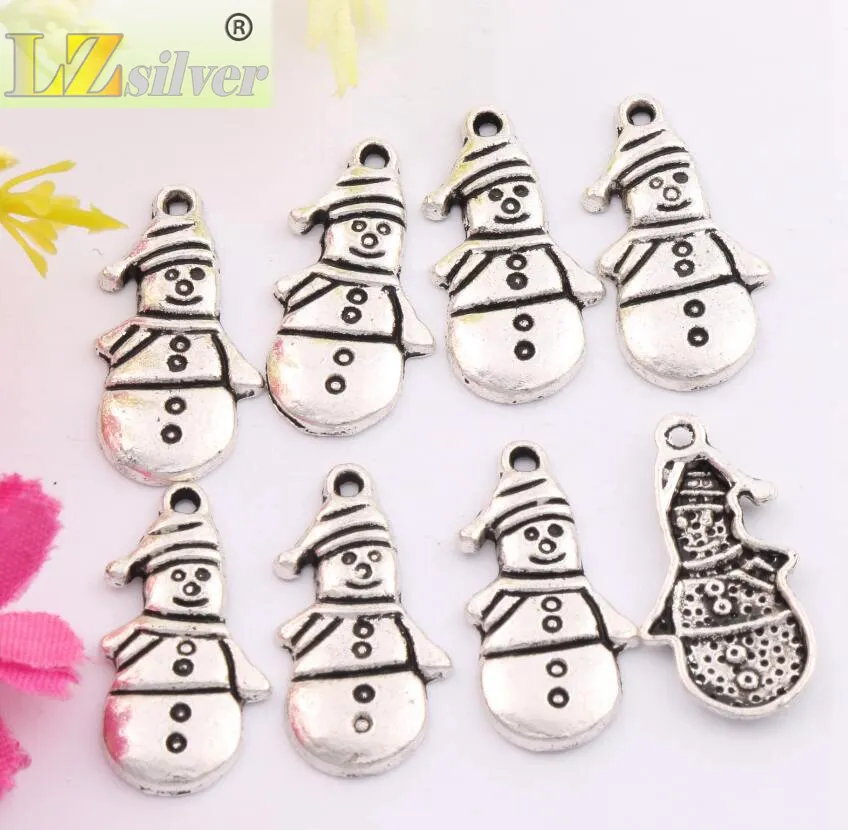 Prezenty świąteczne Snowman Winter Charm Beads 12 4x25 mm Zabytkowe srebrne wisiorty mody biżuterii DIY L772262E