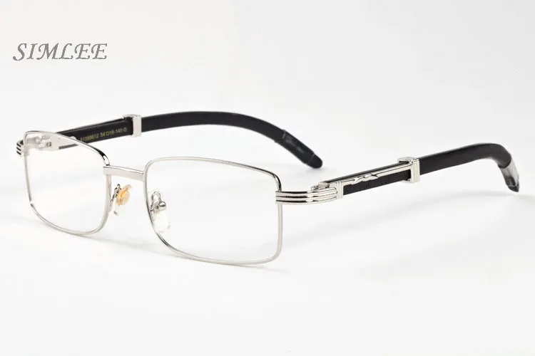 Designer-Sonnenbrillen für Herren, Büffelhorn-Brille, Vintage-Retro-Bambusholz-Sonnenbrille, billige vollrandlose Brillenfassung, klare Linse2737