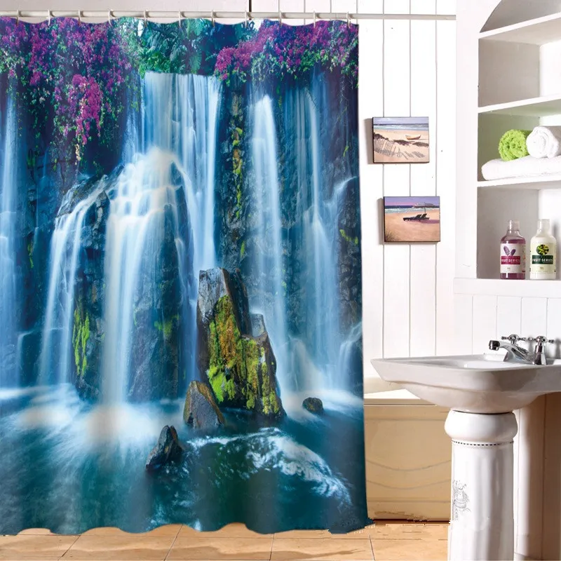 Jungle Running Water Shower Curtain Personalized Waterproof 3D Shower Curtain Polyester Digital Pringing Bathroom Curtain 180cm*180cm