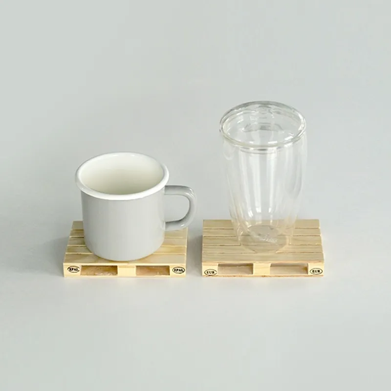 Whole-4 Stuks Set Onderzetters Krat Cup Pallet Beschermende Mok Mat Leuke Houten Retro Houder Leuke Mini Houten Pallet Coasters1308T