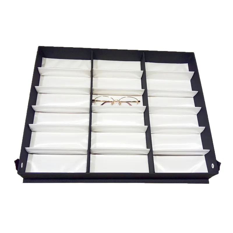 18 grilles lunettes stockage vitrine boîte lunettes lunettes de soleil affichage optique organisateur cadres Tray227V