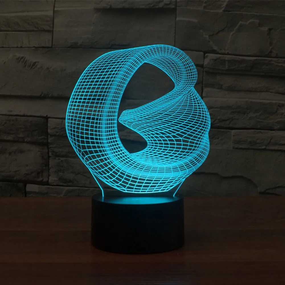 Distorted Space 3D Abstract Vision Amazing Optical Illusion 3D Effect Changing Touch Botton LED Light Table Lamp Night Lig2589
