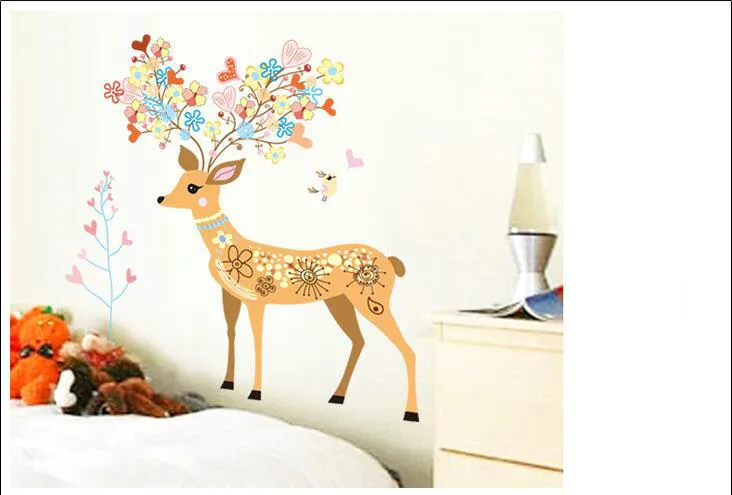 Kids Rooms Colorful Deer Wall Stickers Girls Children Bedroom DIY Home Decor