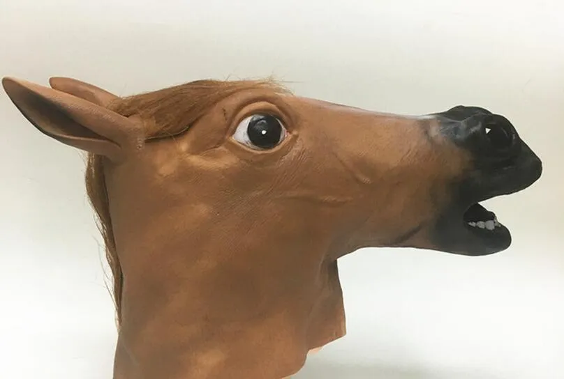 2017 New Creepy Horse Mask Head Halloween Costume Theater Propemy Novelty Latex Rubber 288p