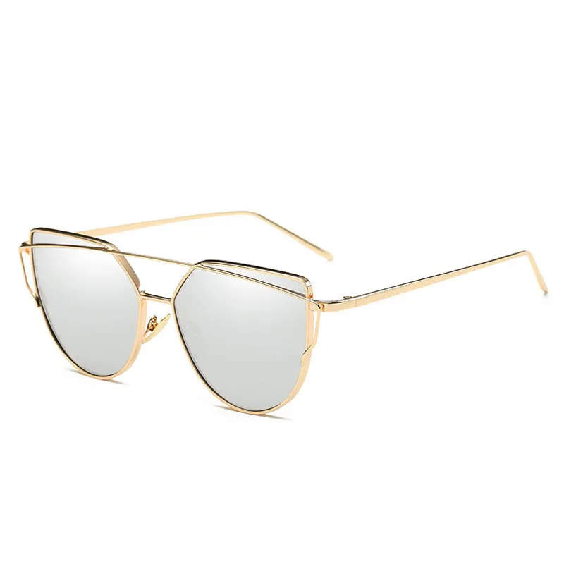 Marca de moda feminina óculos de sol ouro gato olho óculos hd espelho rosa óculos de sol feminino vintage viagem party204l
