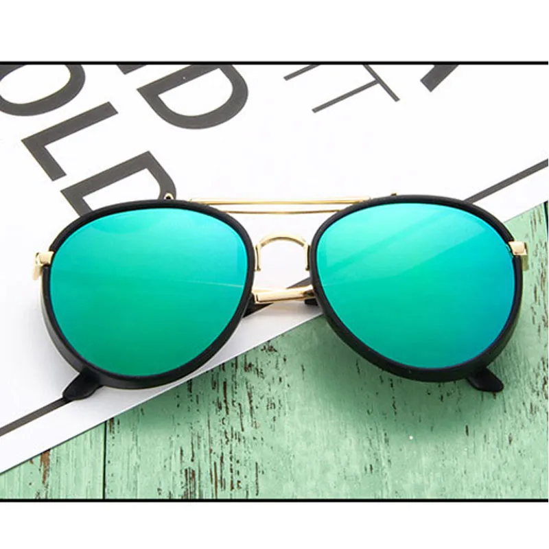 Nouveau style rétro cool rond enfants lunettes de soleil garçons filles lunettes de soleil enfants lunettes marque Design miroir nuances UV400 Whole2455