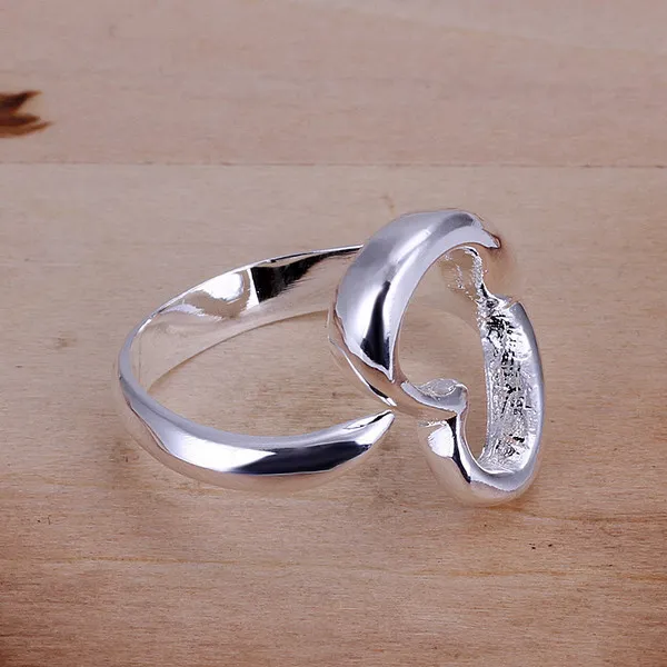 Open Heart Sterling Silver Jewelry Ring for Women WR009 Fashion 925 Silver Band Rings2273