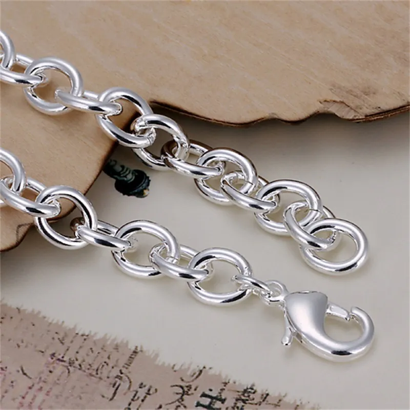 10 pièces entier 925 argent Sterling plaqué plus gros bouton de crevette bracelet-mâle pour cadeau LKNSPCH089293Y