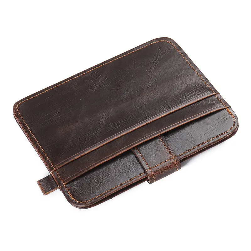 Porte-monnaie magnétique court à deux volets pour hommes, portefeuille super mince simple vintage en cuir pu, porte-cartes 192y
