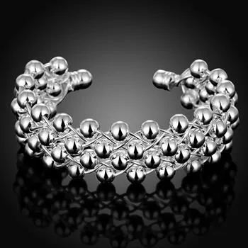 Hot moda 925 conjunto de jóias de prata colar pulseira anel brincos charme beads frete grátis