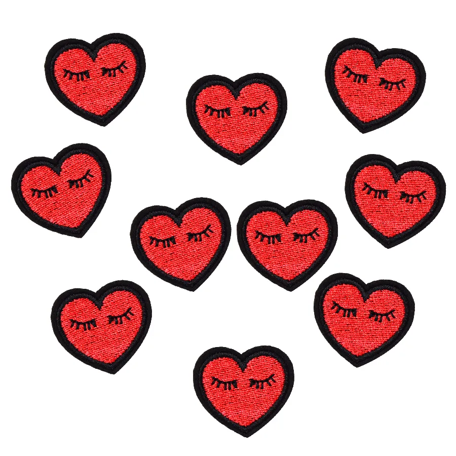 Patchs de broderie en forme de cœur rouge pour vêtements de fer pour vêtements Applique Couture accessoires Autocollants sur des vêtements Fer sur patch