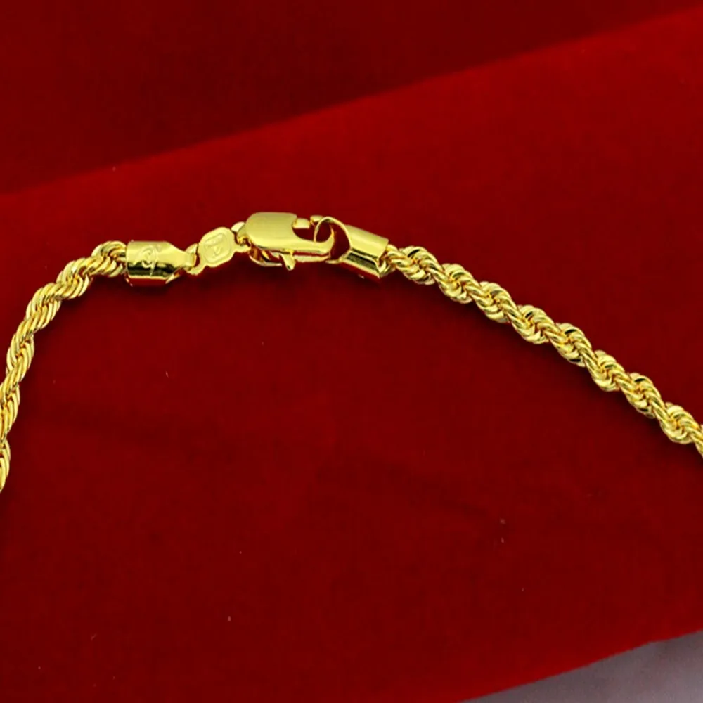 colar de corda sólida em corrente de nó, colar de colar de colarinho de ouro amarelo 18k 18 polegadas20247z