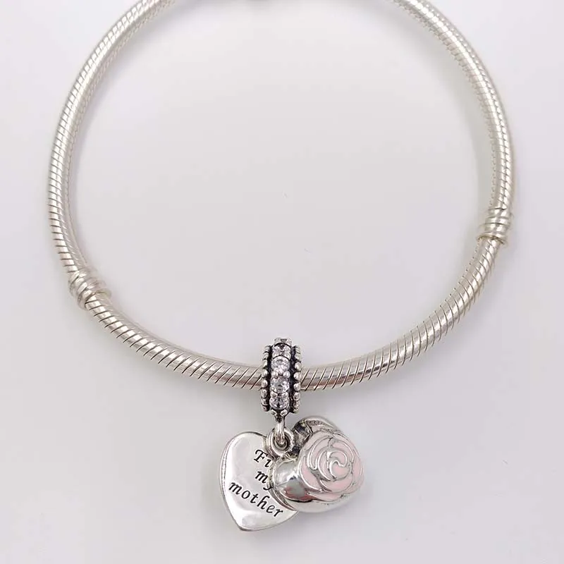Andy bijou fête des mères 925 perles en argent pendentif Rose des mères breloques adaptées à la marque européenne ALE Style maman Bracelets Neckl266f