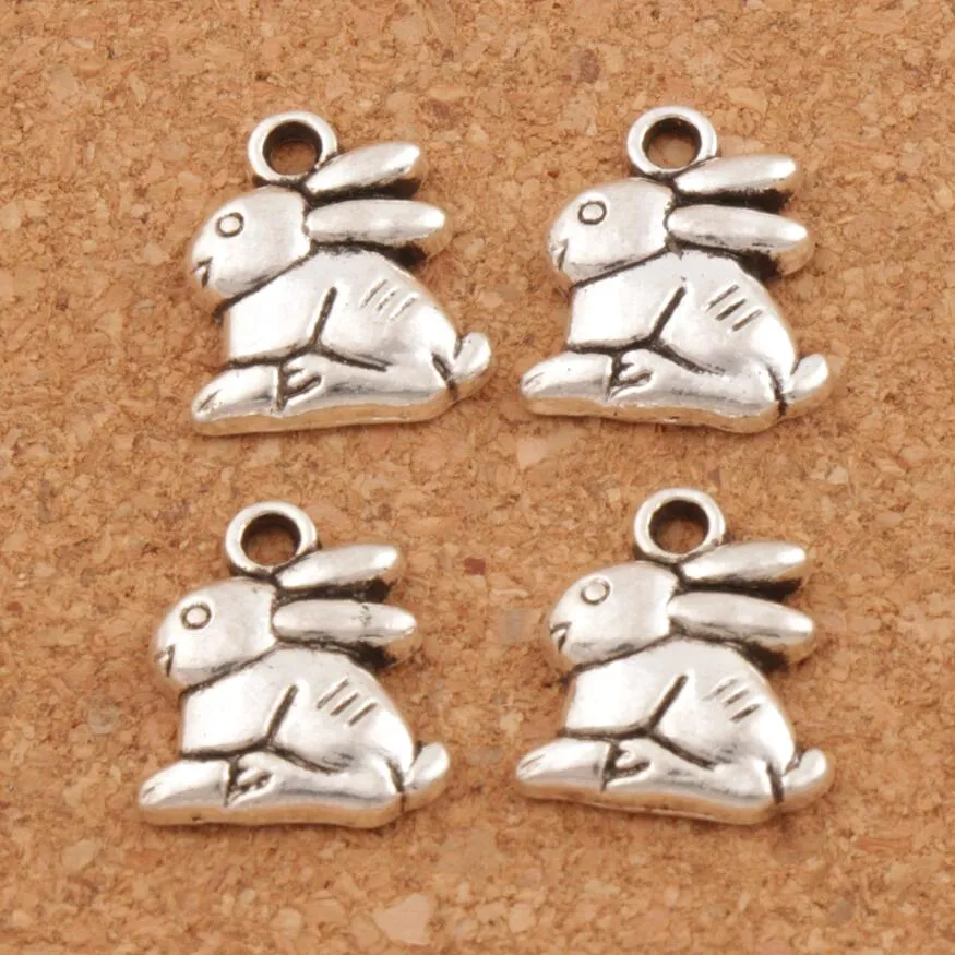 Bunny Rabbit Easter Charms Pendants 100st Antique Silver 13 2x14 3mm smycken DIY L498 2017 Fashion Jewelry192K